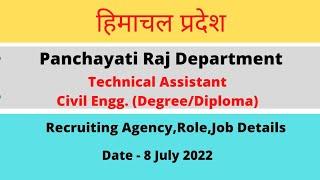 HP Panchayati Raj Technical Assistant (Takniki Sahayak) Vacancy, Recruitment Agency,Salary,Role etc