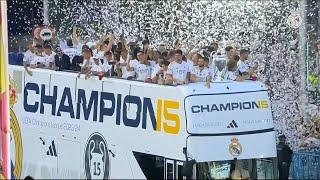 Real Madrid players parade after their 15th Champions League title | AFP