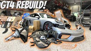 Rebuilding a TOTALED Porsche Cayman 718 GT4!!