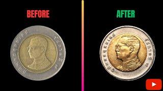 How to clean a coin #cleaningdirtycoins#oddlysatisfying#restoration#coin#artworks#iconic#polishing