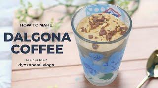 Dalgona Coffee with Almonds Toppings | How to Make Frothy Milk Coffee