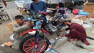 Assembling 200cc 2 Wheels Electric Bike in Afghanistan