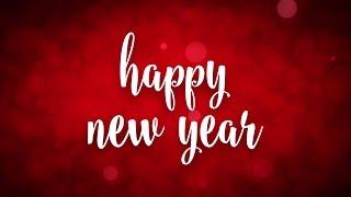 Happy New Year Script on Red - HD Video Background Loop