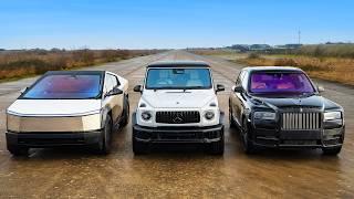 Cybertruck v Rolls Cullinan v NEW AMG G63: DRAG RACE