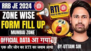 RRB JE Total Form Fill Up 2024 Official Data Railway RTI Reply RRB JE Form Fill Up Zone Wise 2024