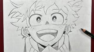 How to draw deku happy face step-by-step | How to draw midoriya easy steps