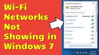 Wifi network not showing in windows 7