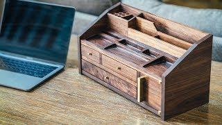 DIY Mid Century Modern Desk Organizer || How To Build - Woodworking