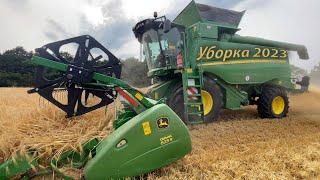 Уборка озимого ячменя 2023г. Урожайность зашкаливает! John Deere T550i