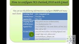 How to configure Gmail with MS Outlook 2010