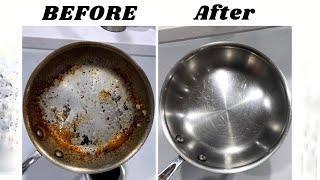 How To Clean Stainless Steel Pans [CC] - #shorts