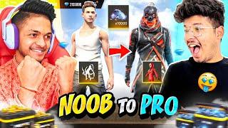 FREE FIRE NOOB TO PRO IN 8 MINS I BOUGHT ALL ITEMS FOR 15,000 DIAMONDS  RICHEST ID -GARENA FREEFIRE