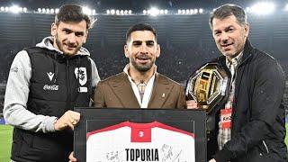 Ilia Topuria presented the belt to the fans in the Dinamo Arena 