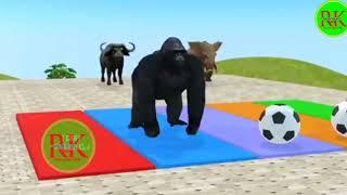 paint animal gorilla ,cow ,lion ,dog , duck ,tiger , elephant , founttain crossing #RK388#cartoon ne