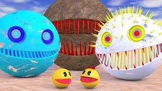 Pacman and Ms. Pacman vs Sand Monster vs Two Robot Pacmans in Egypt