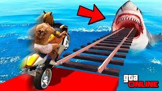 mom help... SHARK TROLLING AND MOTO PARKOUR ON WATER ON A MOTORCYCLE IN GTA 5 ONLINE