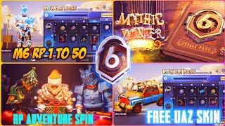 Finally  M6 ROYAL PASS1 TO 50 RP REWARDS | M6 ROYAL PASS LEAKS BGMI/PUBG | M6 RP ADVENTURE SPIN