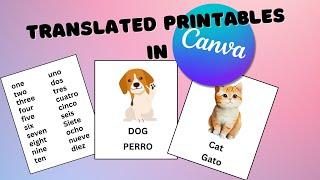 Translated Printable Worksheets using Canva