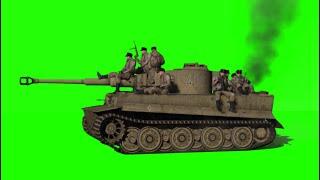 Tiger tank desert camo move + transport green screen 1080p