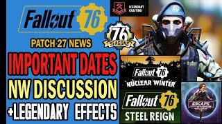 Important Steel Reign Dates, Nuclear Winter Shutdown, New Legendary Effects | Fallout 76 news