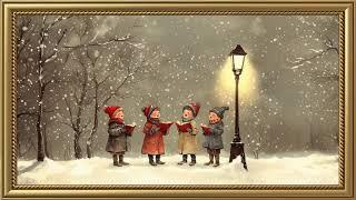 Vintage Christmas Greeting Card with Music | Gold Frame TV Art | Art Screensaver for TV 2 Hrs