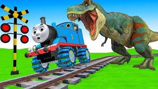 【踏切アニメ】あぶない電車 Vs Big & Small Thomas the Tank Engine vs TrainFumikiri 3D Railroad Crossing Animation