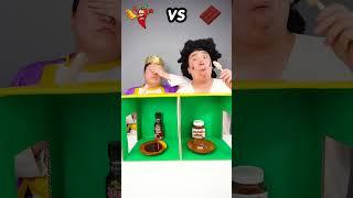 Spicy Sauce vs chocolate sauce? | TikTok Funny Video twins ice cream mukbang | HUBA #shorts