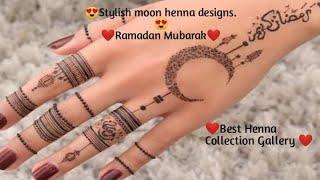 Stylish moon mehndi designs collection for Ramadan & Eid. Unique moon henna designs collection.