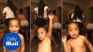 Hilarious moment baby boy joins in with twerking girls - Daily Mail