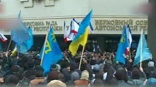 Crimean Tatar protesters protest in Simferopol