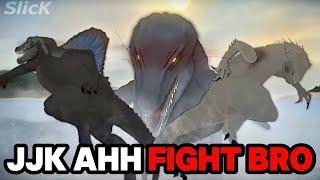 THIS SPINO AND TREX VS GIGA AND INDOMINUS REX FIGHT MADE ME GO FERAL BRO