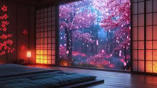 Peaceful Cherry Blossom Scene, Calm Japanese Bedroom, Deep Sleep and  Relaxation for Meditation 