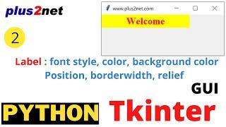 Tkinter Label with font styles color & background using fg bg text & relief with borderwidth