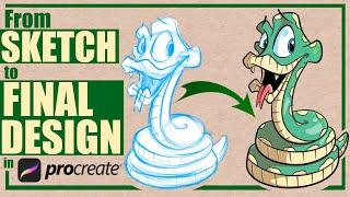 Procreate Drawing Made Easy: Learn to Draw a Cartoon Snake!