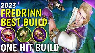 FREDRINN BEST BUILD 2023 | TOP 1 GLOBAL FREDRINN BUILD AND EMBLEM | FREDRINN NEW OP BUILD | ONE HIT