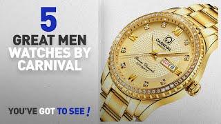 Top 10 Carnival Men Watches [ Winter 2018 ]: CARNIVAL Mens diamond Dial Automatic Machine Gold