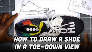 How to draw a shoe - top down or toe down view