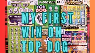 SCRATCH CARDS MIX AND I GET MY FIRST WIN ON TOP DOG #top #lotto