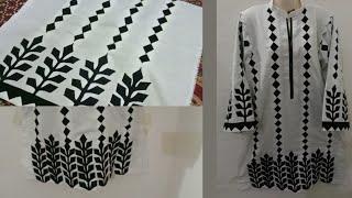 Very stylish applic leaf takon pannel cutwork sleeve kurta design sew machine | readymade style 2024