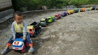 Mainan Mobil Truk - Mobil Konstruksi, Molen, Semen, Pasir - Belajar Warna Bahasa Inggris