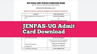 JENPAS-UG 2021 Rescheduled Admit Card Download | latest update