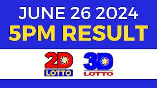 5pm Lotto Result Today June 26 2024 | PCSO Swertres Ez2