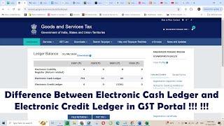 Difference Between Electronic Cash Ledger and Electronic Credit Ledger in GST Portal !!!