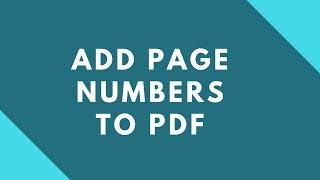 How to Add Pages Numbers to Pdf ?