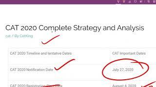 CAT 2020 all timeline dates. Notification Form Admit card Exam Result WATPI and Admission
