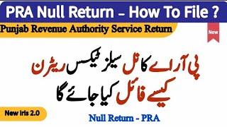 PRA Null Return - How To File Punjab Revenue Authority Null Return | PRA Services Sales Tax Return