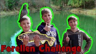 Forellen angeln mit einer Taube |Kinder angeln gegen ihre Väter |Challenge