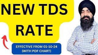 REVISED TDS RATE 01-10-24 | NEW TDS RATE EFFECTIVE FROM 01-10-24 | NEW TDS RATE CHART F.Y. 24-25