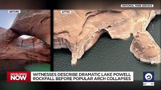 Boaters describe rockfall before 'crazy' arch collapse on Lake Powell