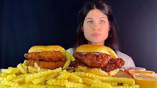 CRISPIEST CHICKEN BURGERS & FRIES | MUKBANG | ASMR | EATING SOUNDS